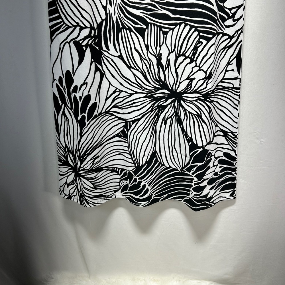 Messini Black White Floral Maxi Skirt Belted Size Medium - Picture 4 of 11